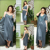 Bridal Grey Long Camisole & Gown Night Dress