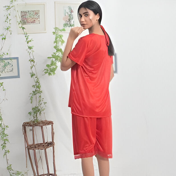 6 Pieces All in One Bridal Cozy Silky Smooth Rose Nighty-Back