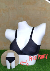 Casual Comfort Black Plain Casual Bra for Everyday Wear-Side