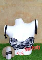Cheetah Printed Push-Up Padded Versatile Bra Detachable Straps