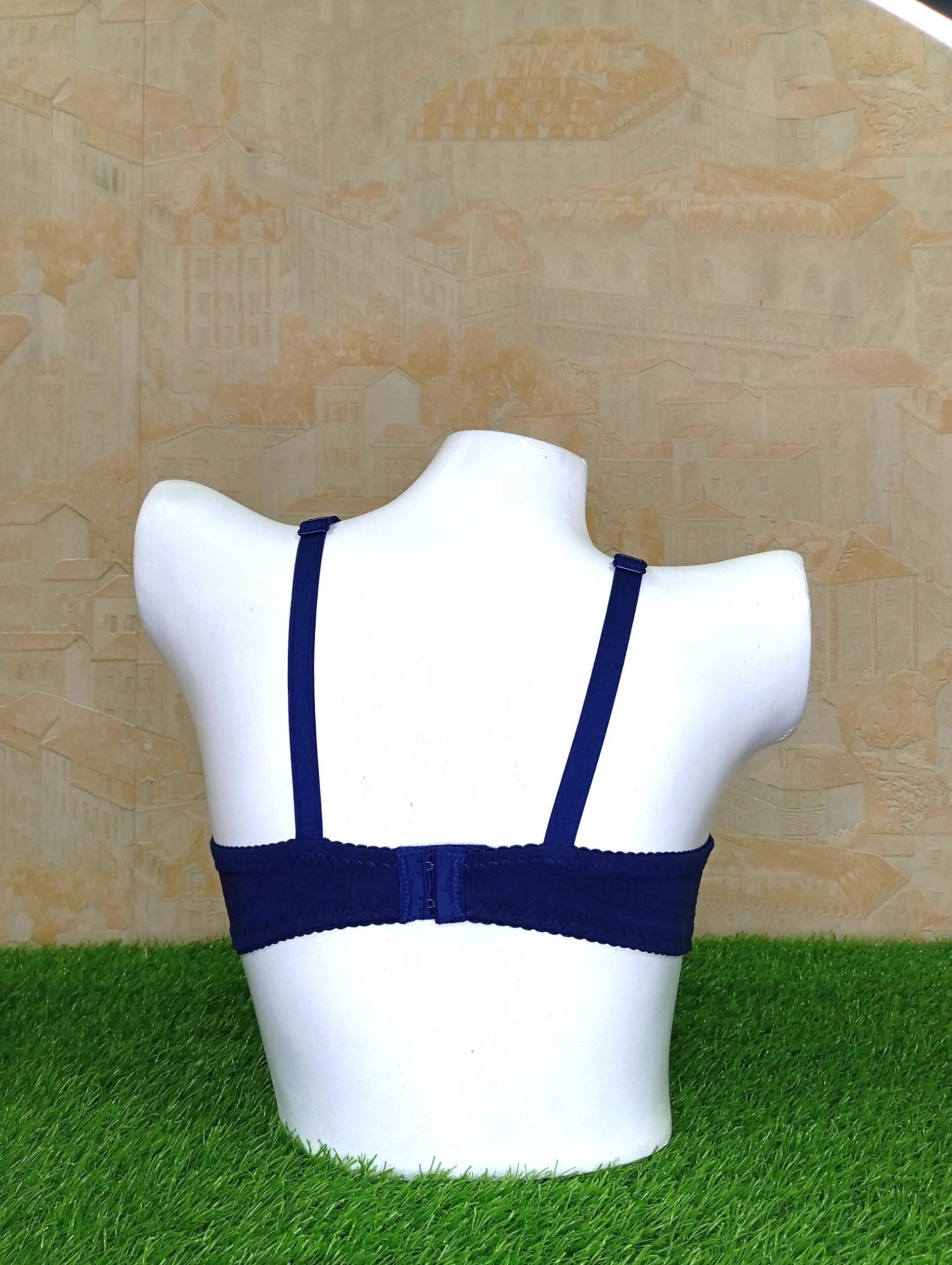 Comfortable & Stylish Premium Blue Half Net Non-Padded Bra -Back