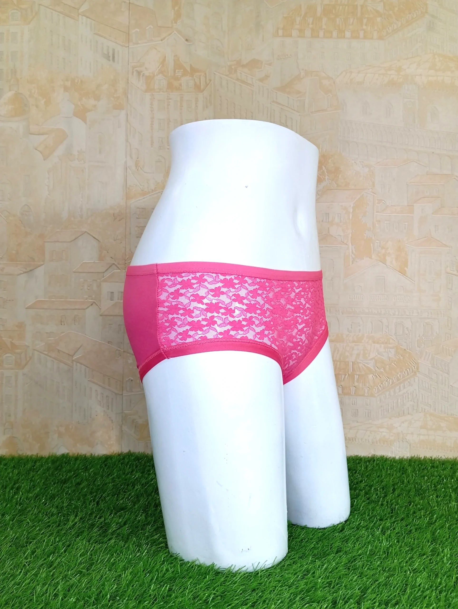 Dark Pink Half Net Ladies Underwear Chic Soft & Comfortable-Left