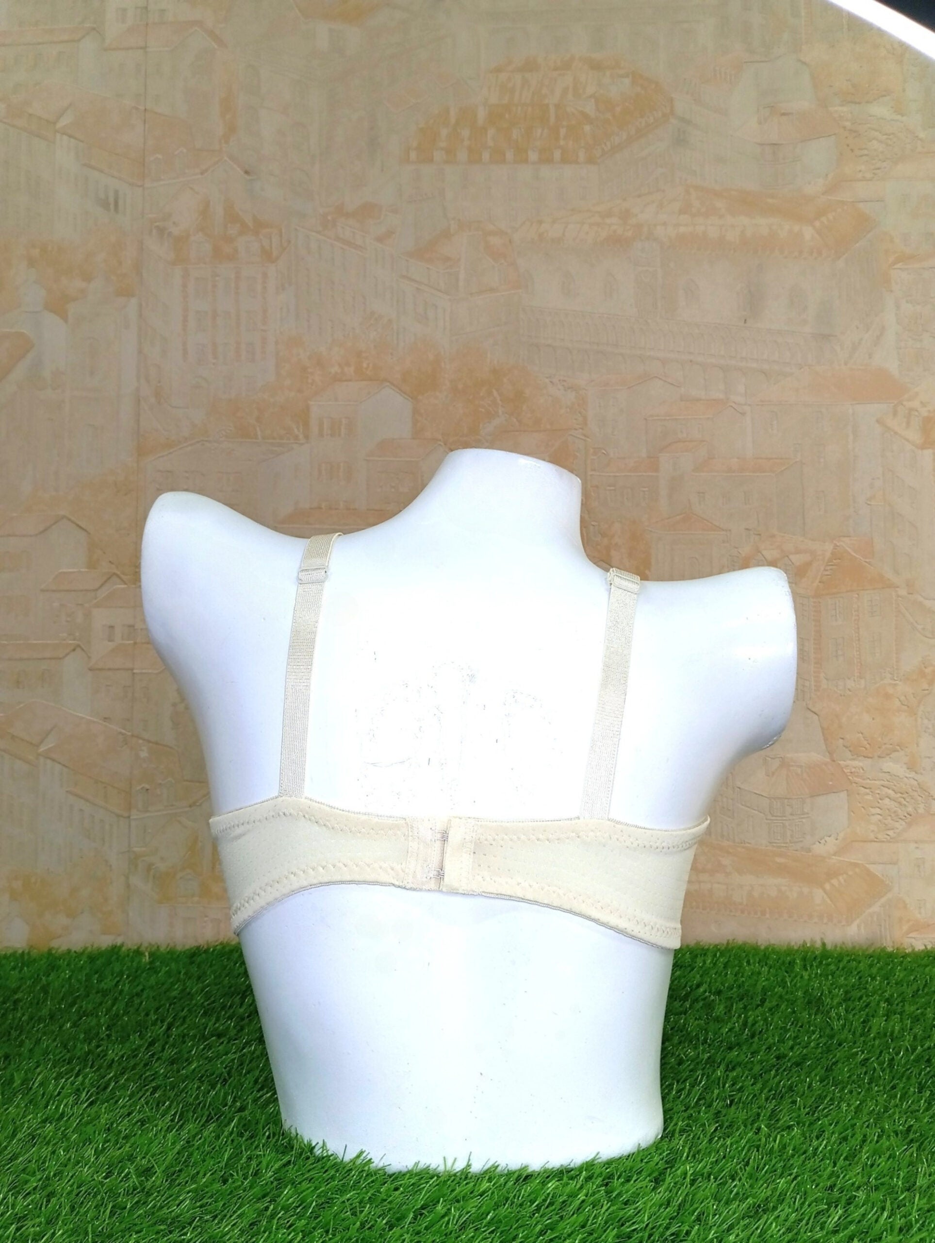 Plain Off White Sexy Non Padded Bra with Full Coverage Support-Back