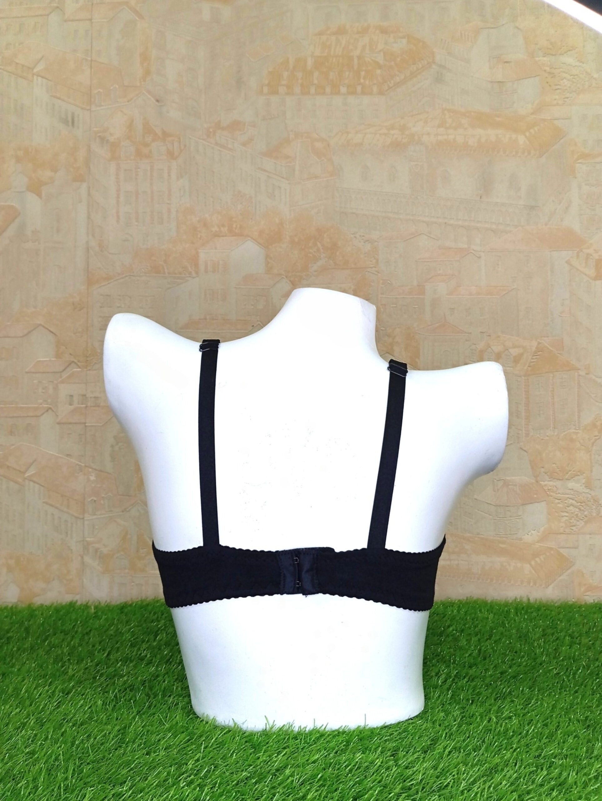 Premium Wild Black Half Embroidery Elegant Non-Padded Bra - Stylish & Comfortable Lingerie-Back