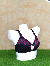 Premium Wild Black Half Embroidery Elegant Non-Padded Bra - Stylish & Comfortable Lingerie-Side