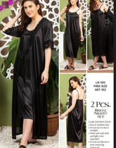Bridal Black Long Camisole & Gown Night Dress