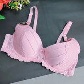 Pink Padded Bra with Flowers Design