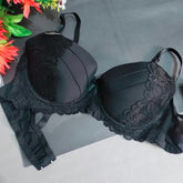 Black Padded Bra With Amazing Flower Design