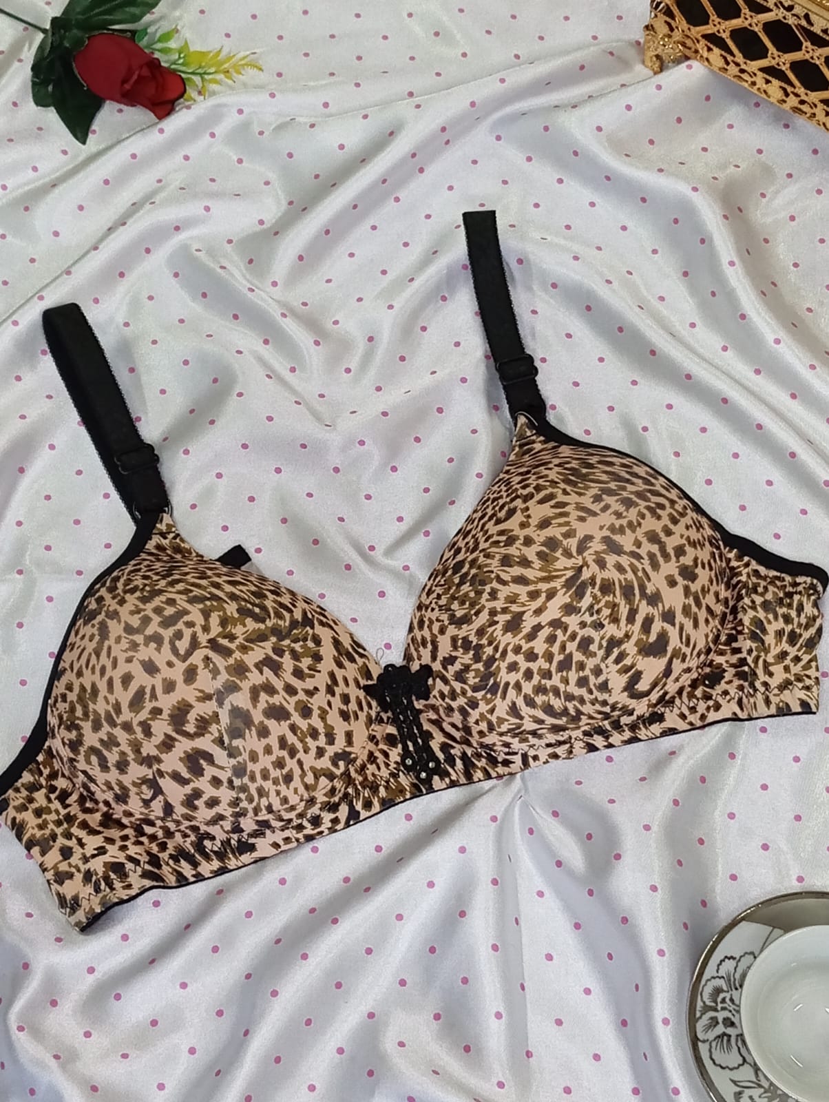 Light Yellow Cheetah Print Padded Bra