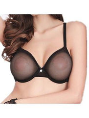 Pack of 3 Seductive, Airy, Premium Quality Transparent Net Bra in Black, Skin & Maroon-Red