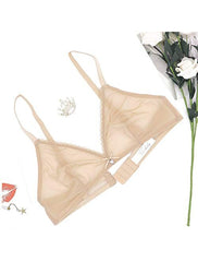 Pack of 3 Seductive, Airy, Premium Quality Transparent Net Bra in Black, Skin & Maroon-Red