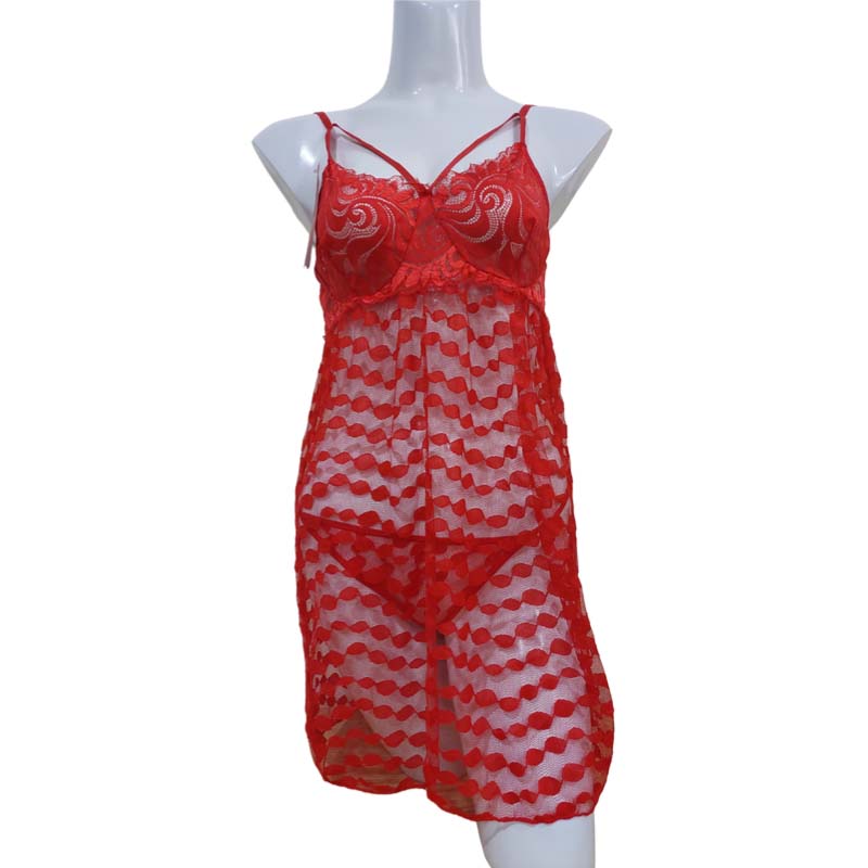 Sexy Red See Through Transparent Romantic Bridal Nighty