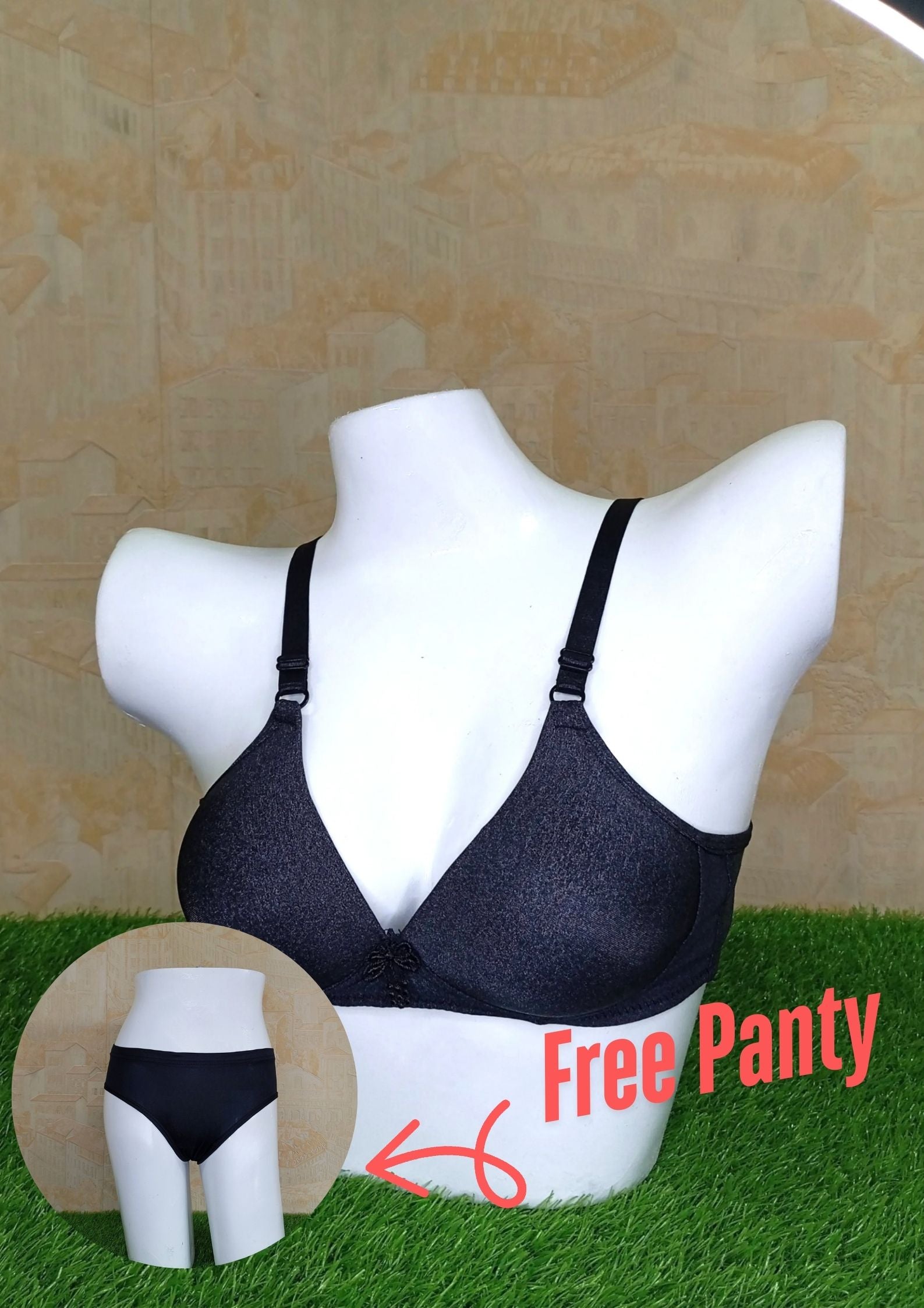 Casual Comfort Black Plain Casual Bra for Everyday Wear-Side