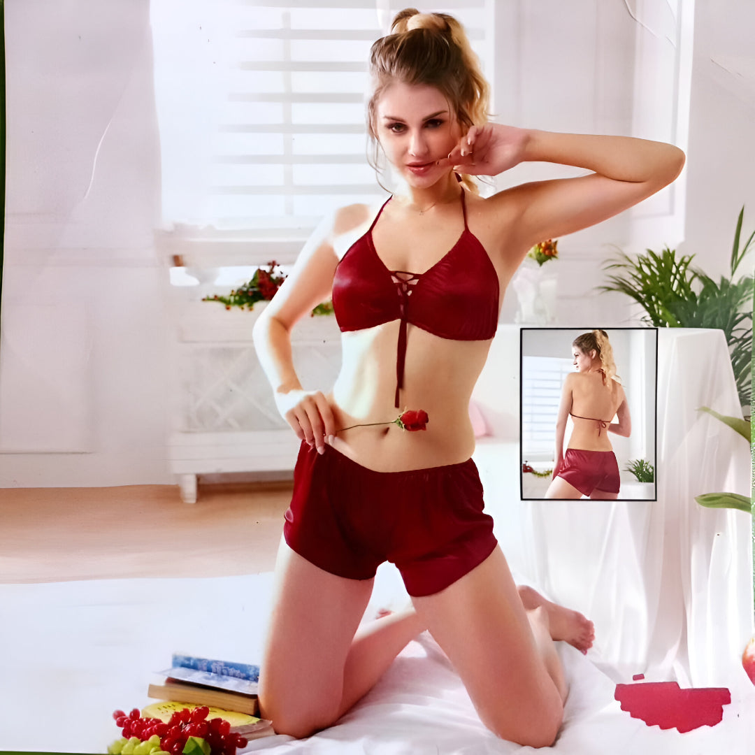 Red Bold Lingerie Bra Panty Set for Seductive Look
