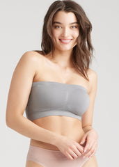 Grey Padded Strapless Bra with Removable Straps