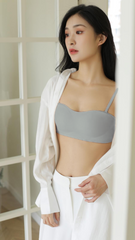 Grey Padded Strapless Bra with Removable Straps