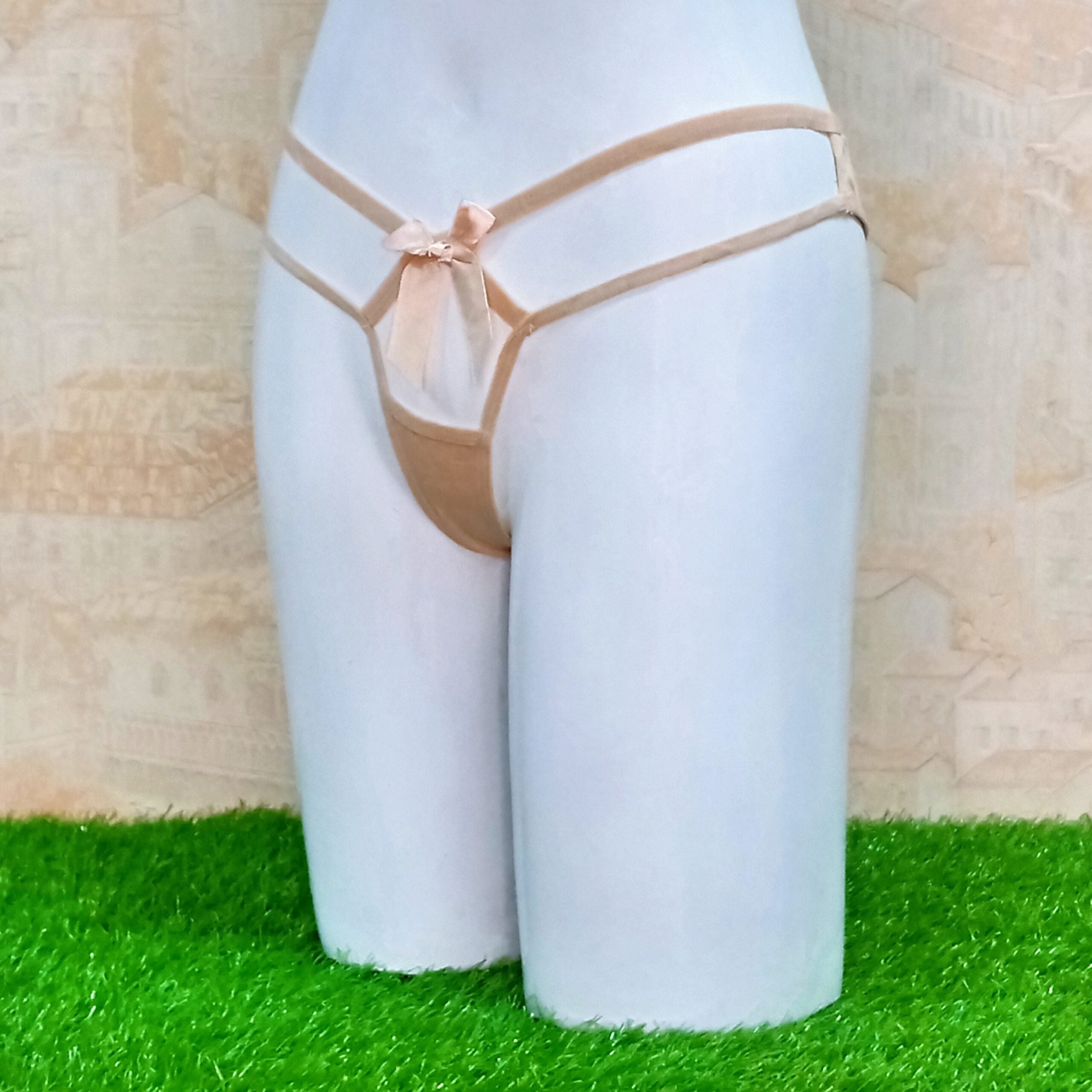 Hot & Sexy Peach Double Strips T Panty Thong - Bridal Underwear-Front