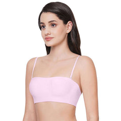 Pink Full Coverage Strapless Padded Bra with Removable Straps