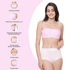 Pink Full Coverage Strapless Padded Bra with Removable Straps
