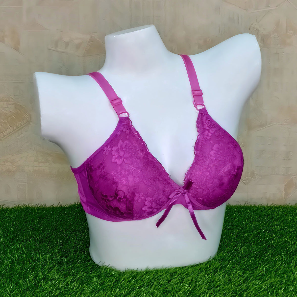 Purple Sexy Padded Ribbon Bra - Lowest In Pakistan