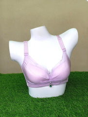 Royal Purple Stone Front Padded Bra with Dazzling Embellishment-Front