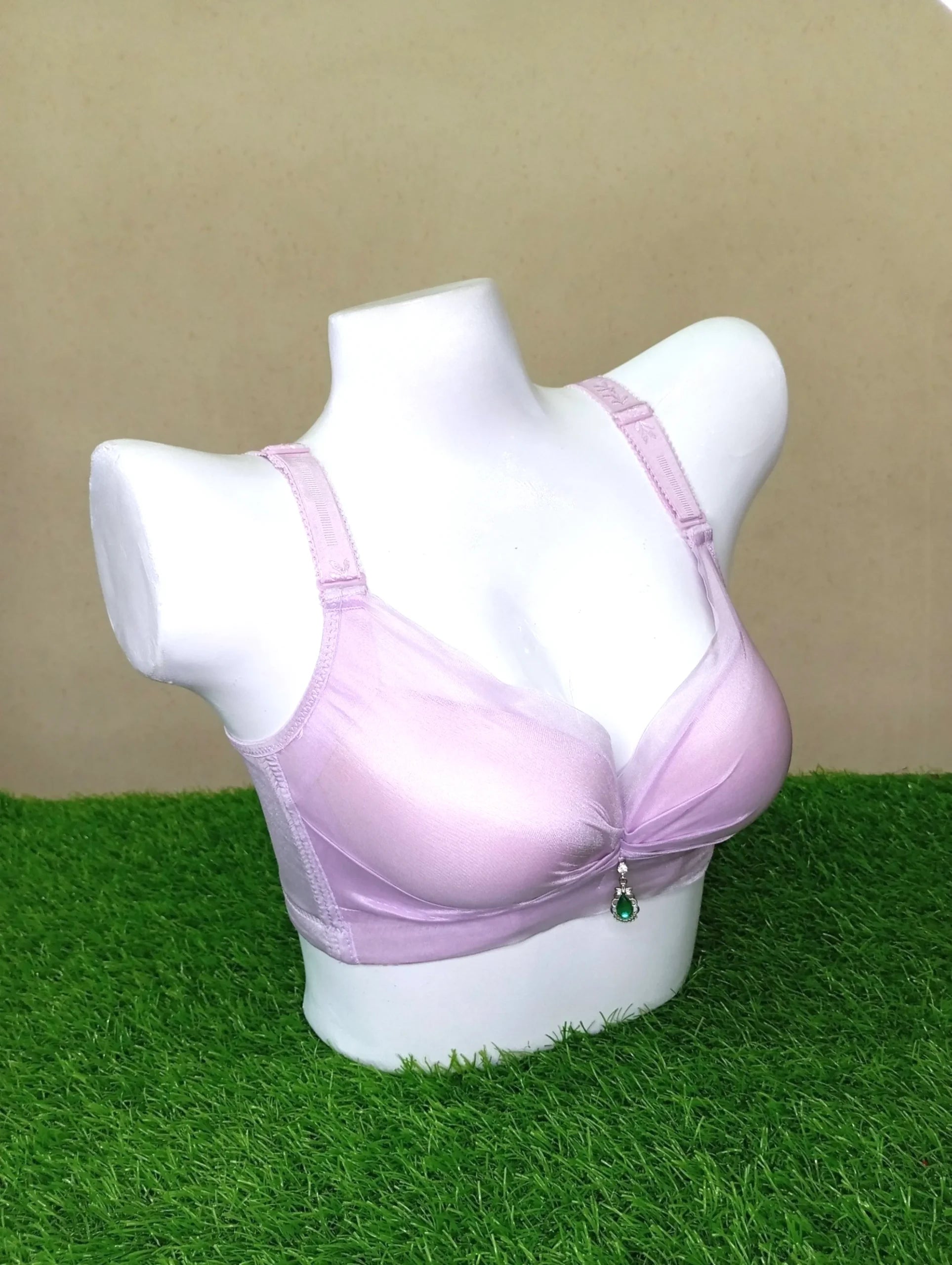 Royal Purple Stone Front Padded Bra with Dazzling Embellishment-Side