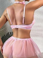 Stylish Bra Panty & Transparent Skirt Strips Set