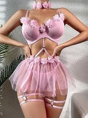 Stylish Bra Panty & Transparent Skirt Strips Set