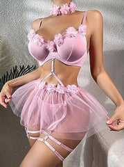 Stylish Bra Panty & Transparent Skirt Strips Set