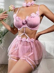 Stylish Bra Panty & Transparent Skirt Strips Set
