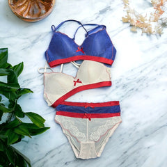 White Thin Padding Bra and Panty Set