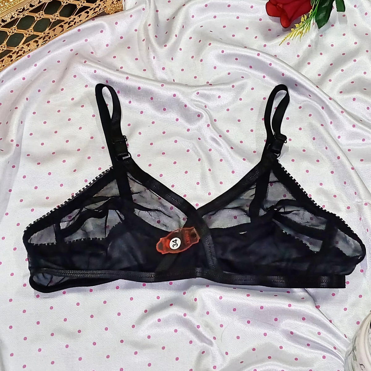 Elegant Black Sheer Net Bra - Sensual & Sleek