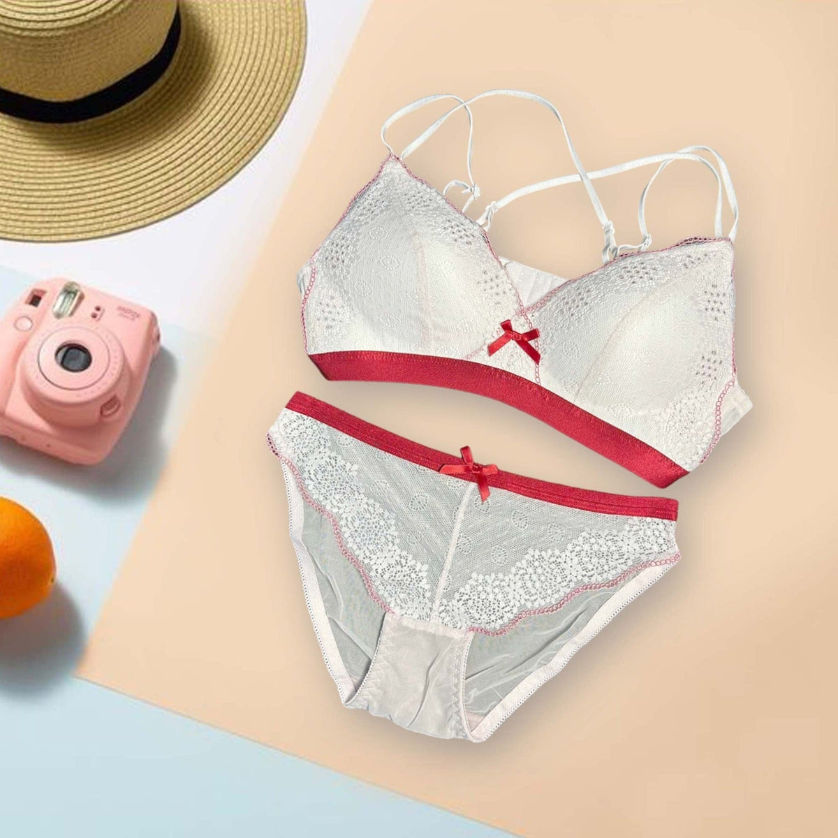 White Thin Padding Bra and Panty Set