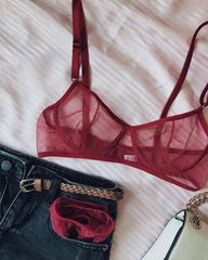 Pack of 3 Seductive, Airy, Premium Quality Transparent Net Bra in Black, Skin & Maroon-Red