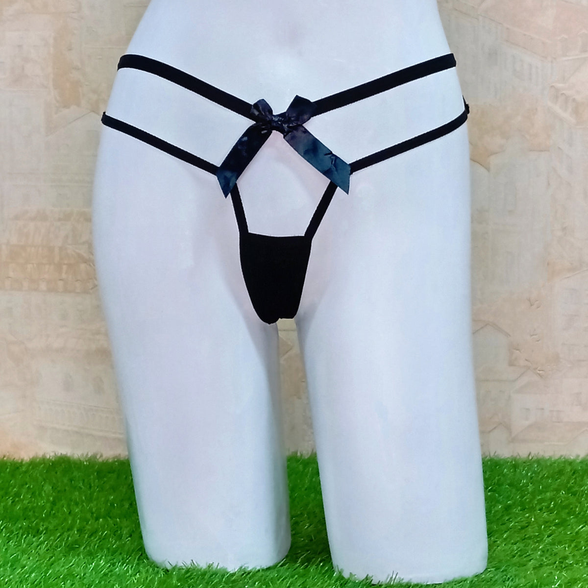 Sensual Black T-Panty Open-Front